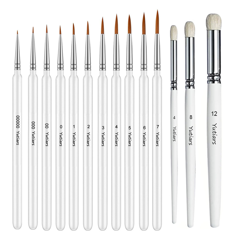 Model Kit Acrylic Paint - Wood Handle 14PCS Fine Detail Drybrush